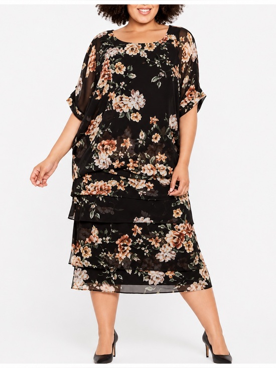 Evans Dresses & Skirts - Evans‎ Printed Overlay Shift Dress